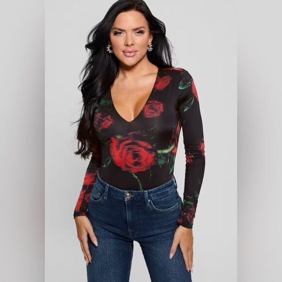 Guess Tops - GUESS Eco Bianca Printed Bodysuit in Black